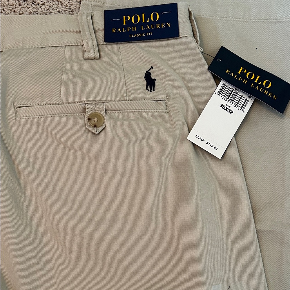 Polo by Ralph Lauren Men's Khaki Chinos NWT Classic Fit W38 L32 Coin Pocket - Picture 5 of 11